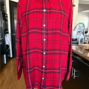 J. Jill Red Plaid Shirt Size L